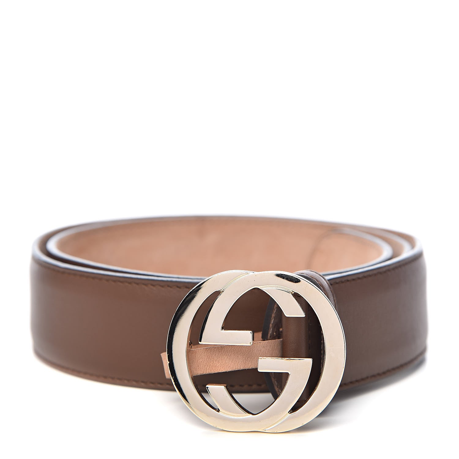 Gucci Calfskin Interlocking G 37mm Belt 80 32 Nut Brown 1 of 9