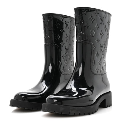 Louis Vuitton Rubber Embossed Monogram Splash Rain Short Boots 39 Black 4 of 7