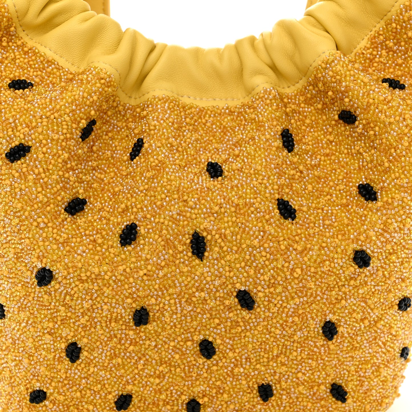 Buttery Nappa Beaded Lambskin Mini Squeeze Bag Yellow