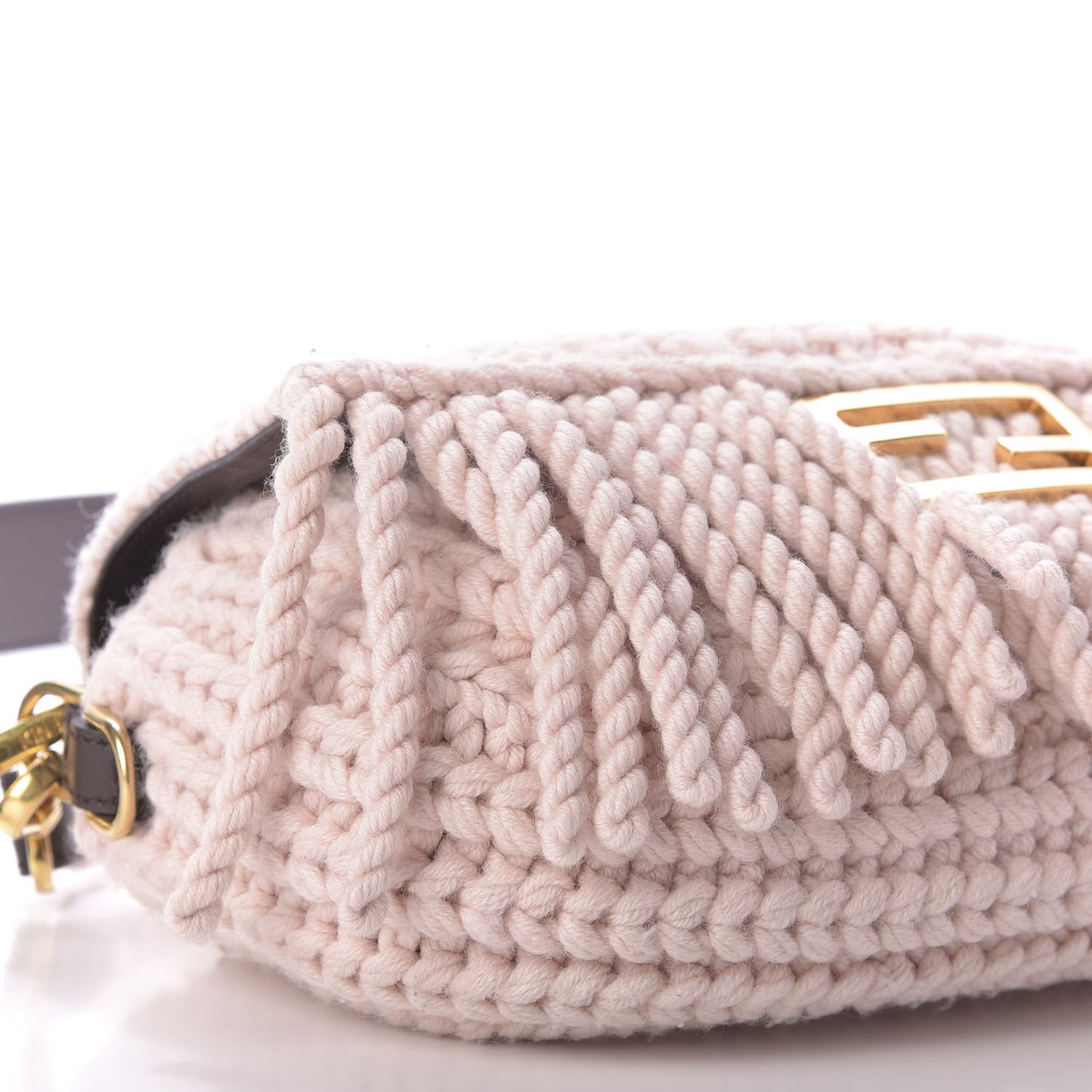 Wool Vitello Seta Woven Fringe Baguette Rosa Quarzo Ebano