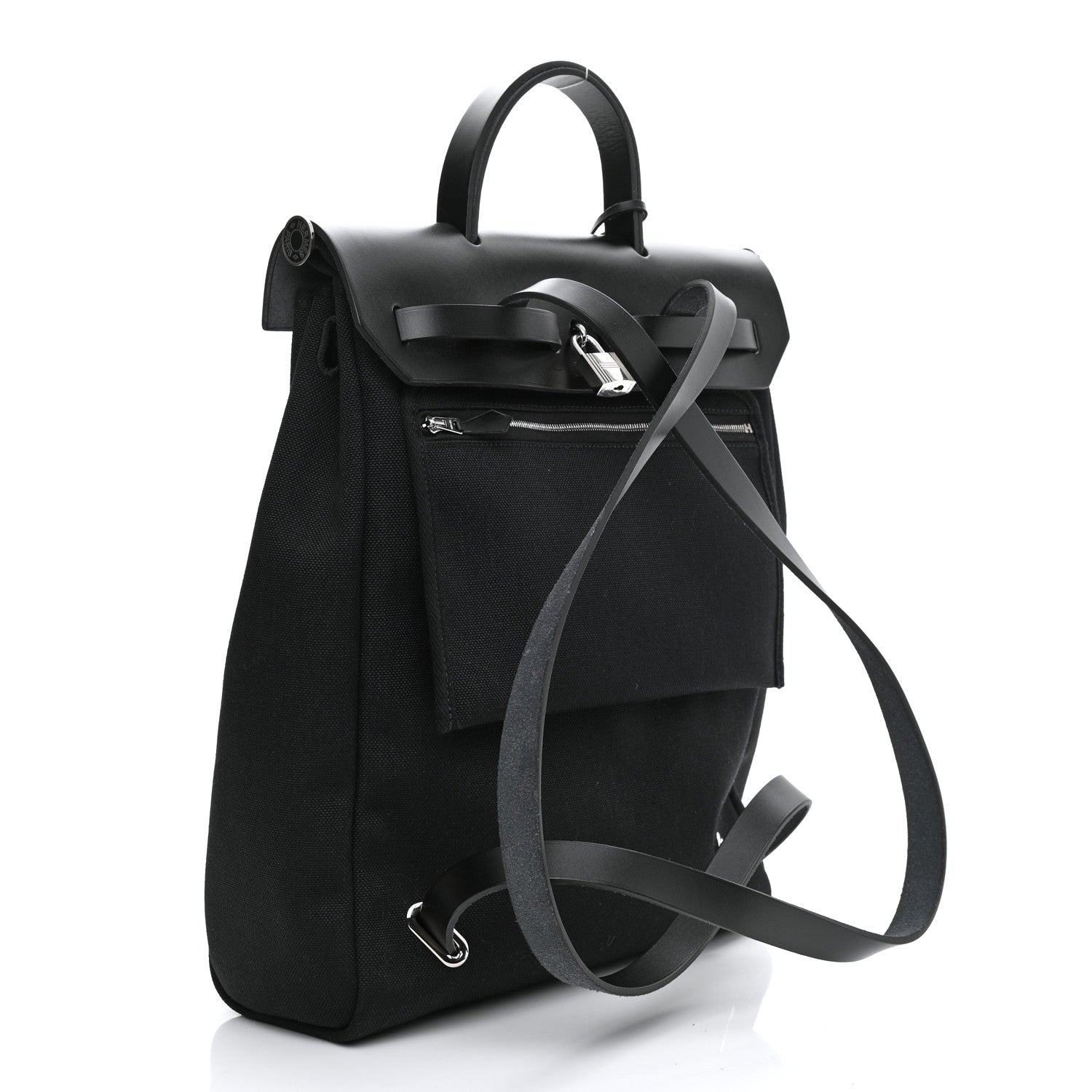 Hermes Military Toile Vache Hunter Herbag a Dos Zip Retourne Backpack Black 4 of 12