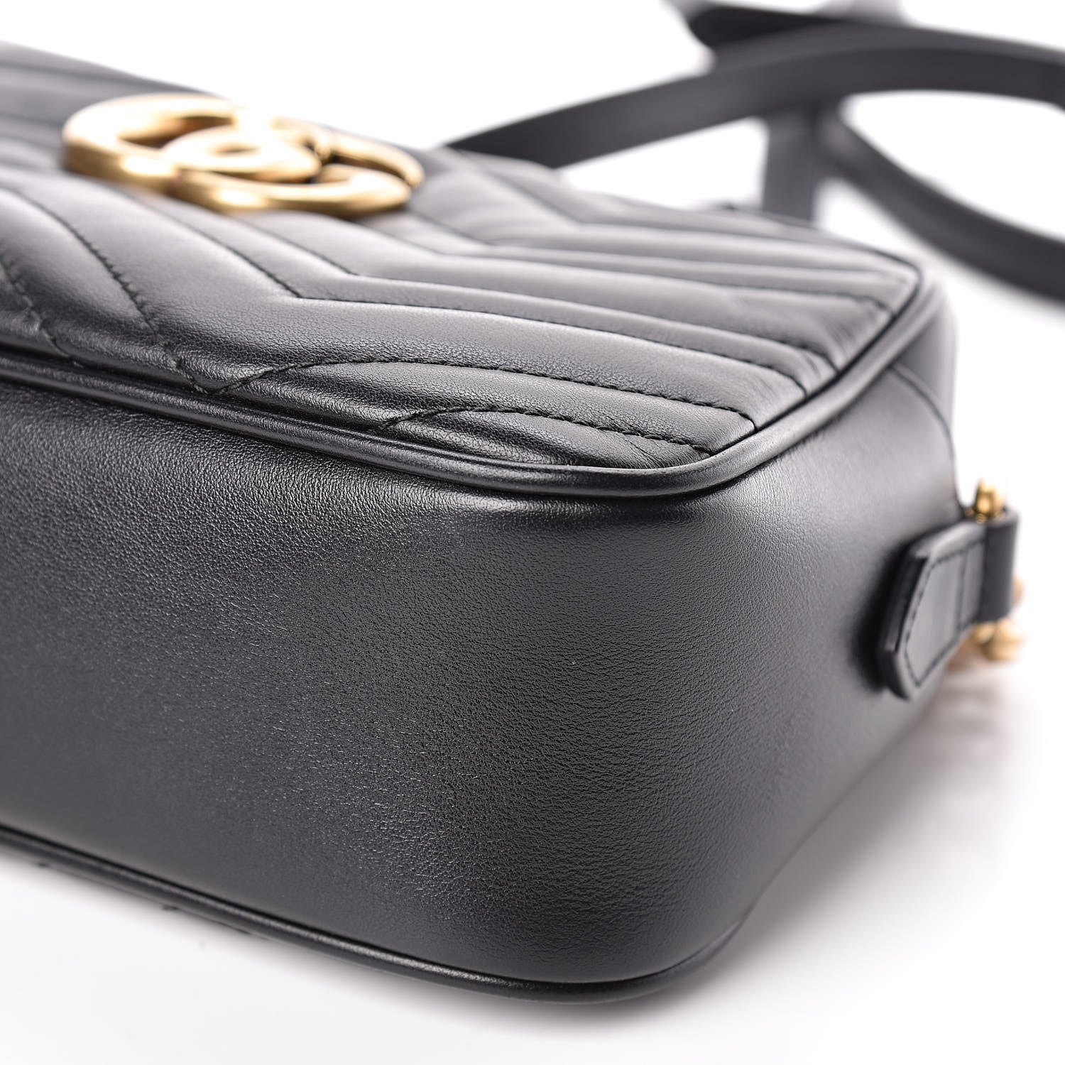 Gucci Calfskin Matelasse Small GG Marmont Chain Shoulder Bag Black 9 of 12