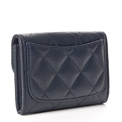 Chanel Caviar Quilted Flap Card Holder Wallet Navy 3 of 11