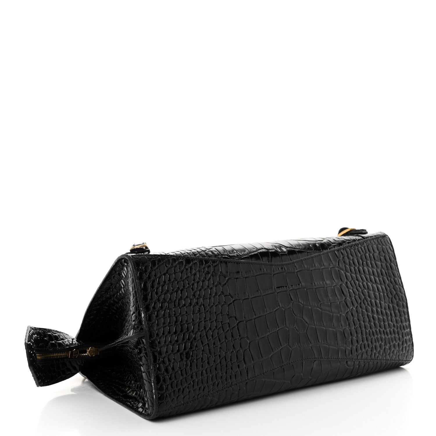 Balenciaga Shiny Supple Calfskin Crocodile Embossed Brass Hardware Neo Classic City Black 4 of 13