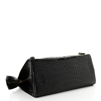 Balenciaga Shiny Supple Calfskin Crocodile Embossed Brass Hardware Neo Classic City Black 4 of 13