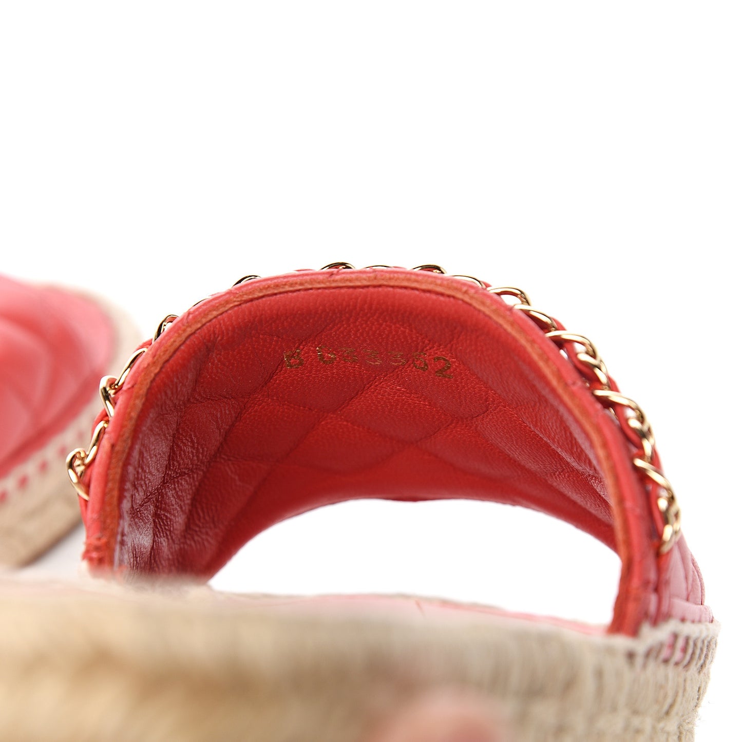 Lambskin Quilted CC Espadrille Slip On Sandals 37 Red