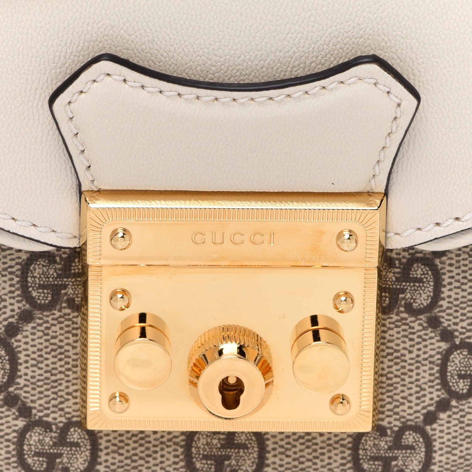 Gucci GG Supreme Monogram Calfskin Small Padlock Messenger Shoulder Bag Beige Mystic White Sun Oil 11 of 13