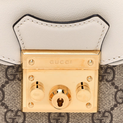 Gucci GG Supreme Monogram Calfskin Small Padlock Messenger Shoulder Bag Beige Mystic White Sun Oil 11 of 13