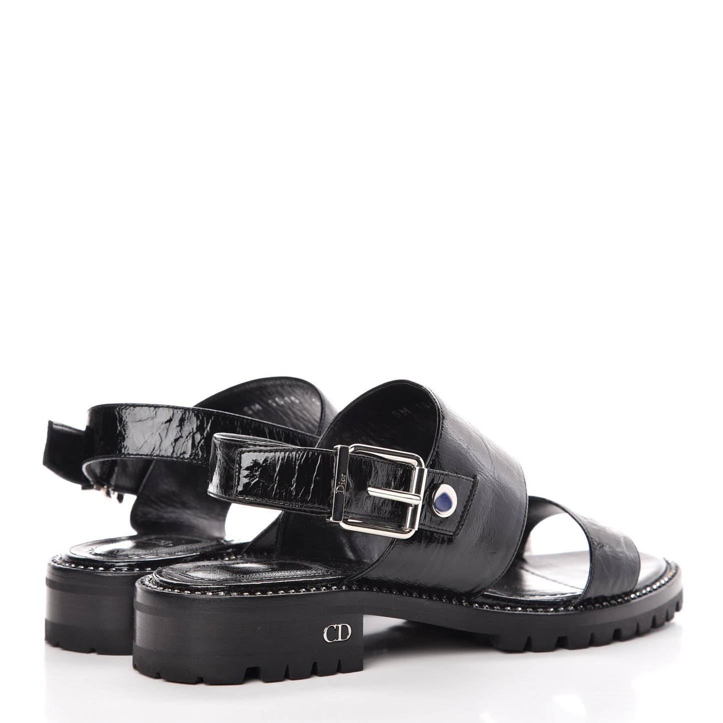 Crinkled Patent Crystals Sandals 37.5 Black