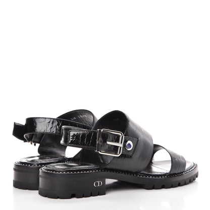 Christian Dior Crinkled Patent Crystals Sandals 37.5 Black 4 of 8