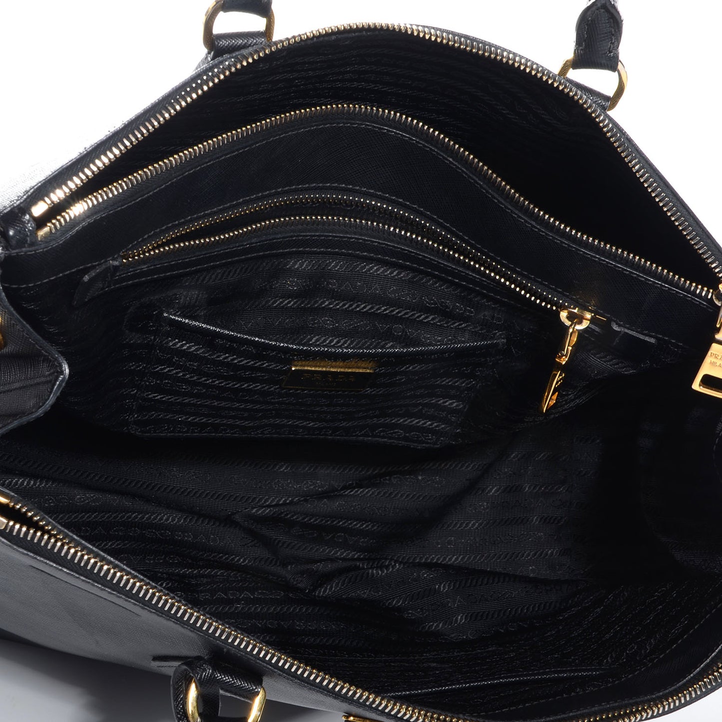 Saffiano Lux Large Double Zip Tote Nero Black