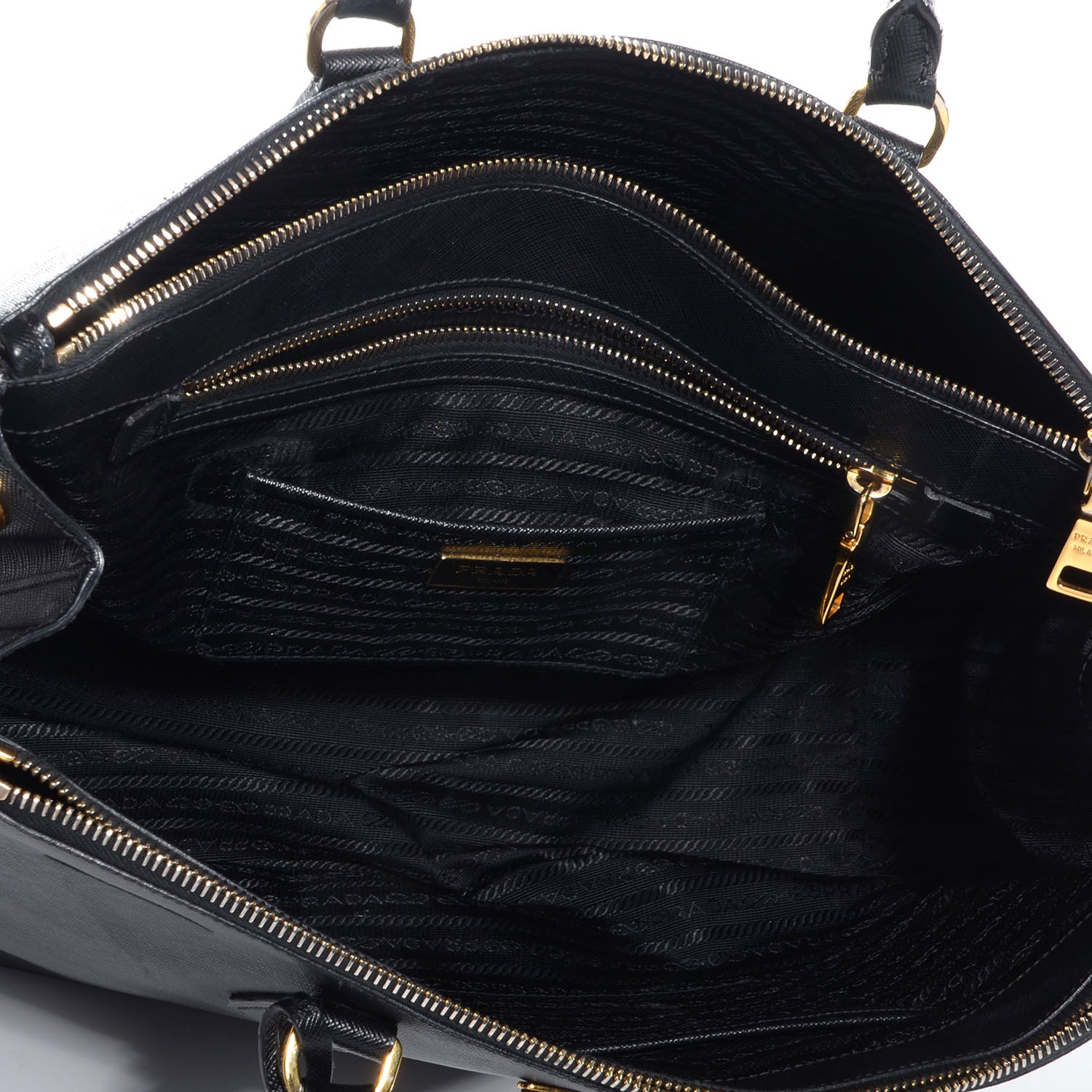 Prada Saffiano Lux Large Double Zip Tote Nero Black 6 of 11