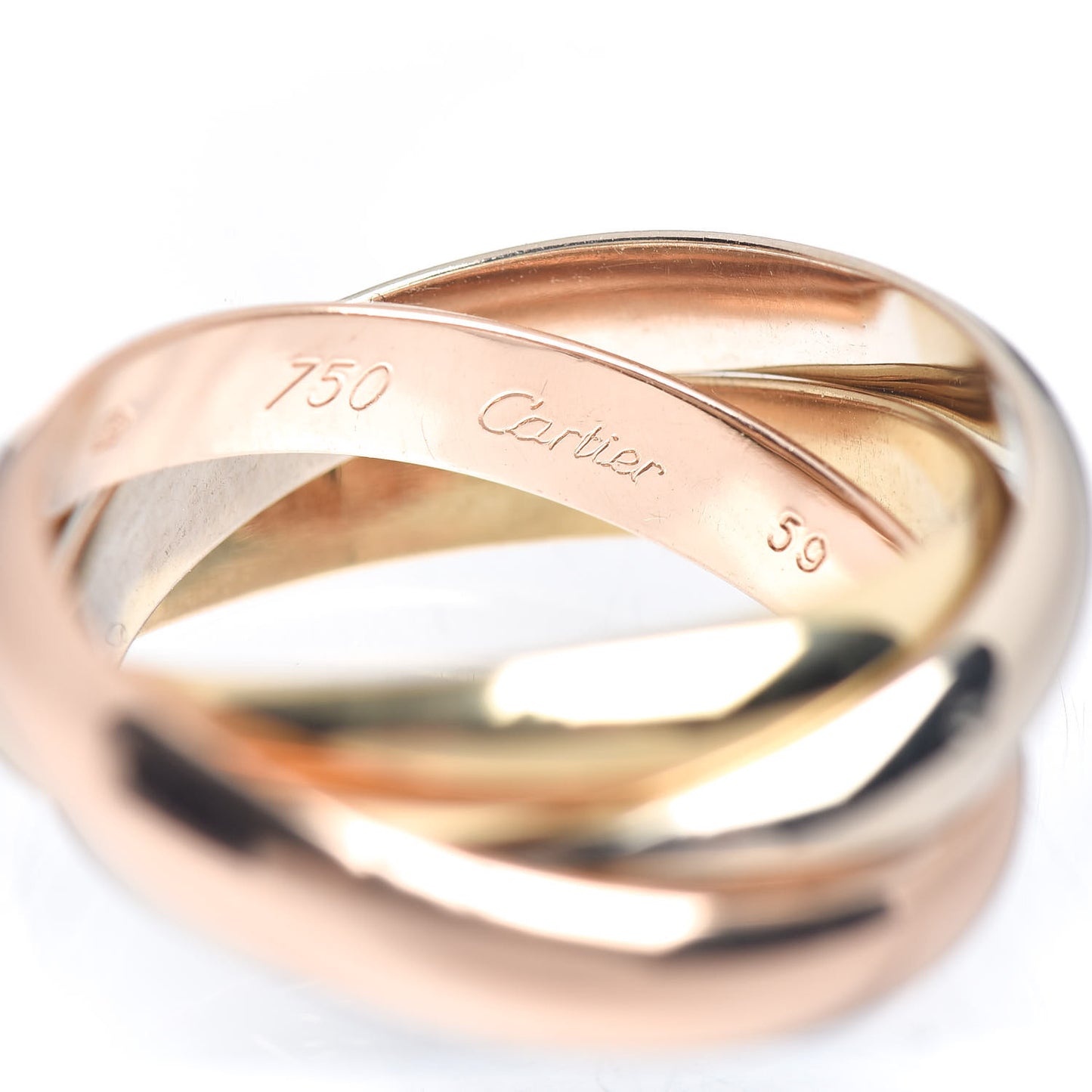 18K Pink Yellow White Gold Classic Trinity Ring 59 8.75