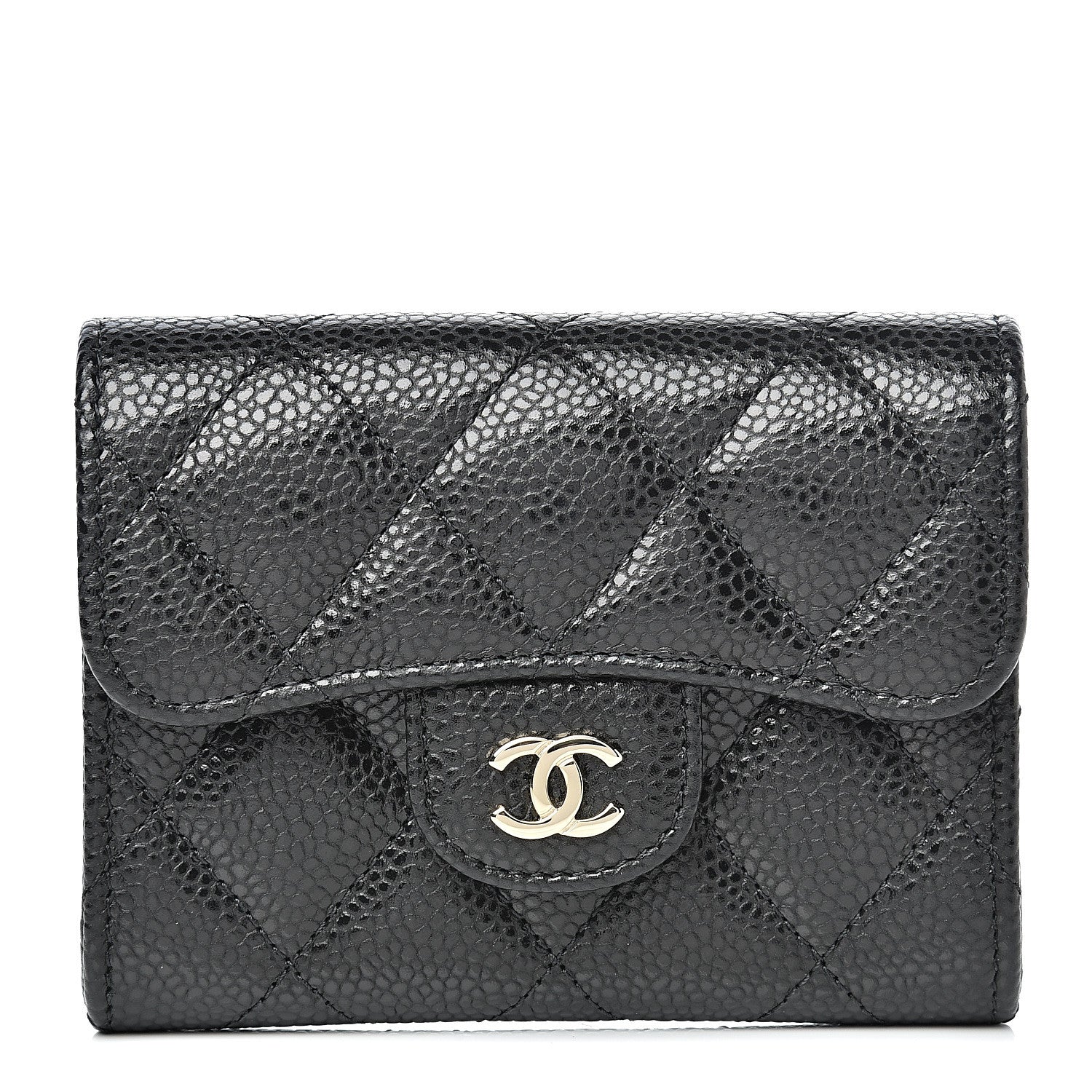 Chanel Caviar Quilted Flap Card Holder Wallet Black 1 of 8