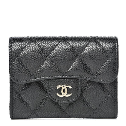 Chanel Caviar Quilted Flap Card Holder Wallet Black 1 of 8