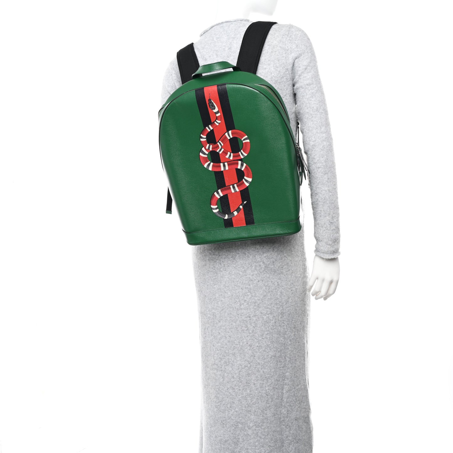 Calfskin Kingsnake Dome Backpack Green