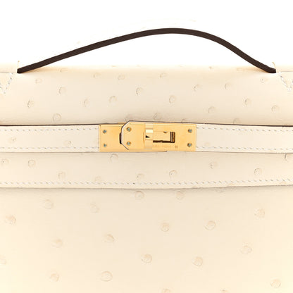 Hermes Ostrich Kelly Pochette Clutch Nata 8 of 12