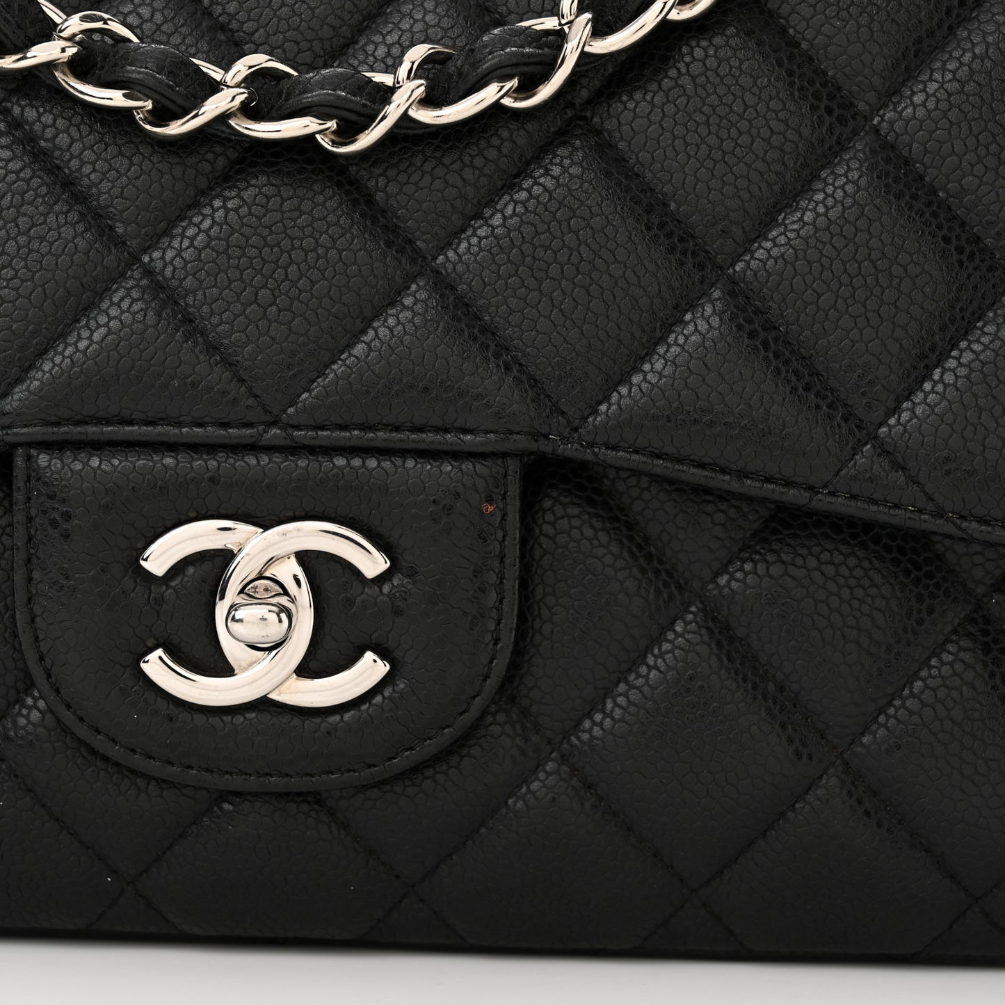 Caviar Quilted Jumbo Single Flap  Black