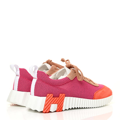 Hermes Air Mesh Suede Goatskin Bouncing Sneakers 37 Rose Multicolor 4 of 13