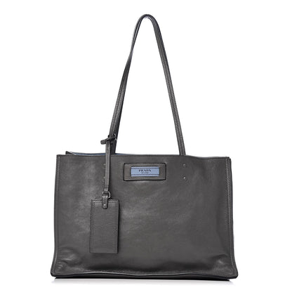Prada Glace Calfskin Etiquette Shopping Bag Marine Astrale 1 of 12