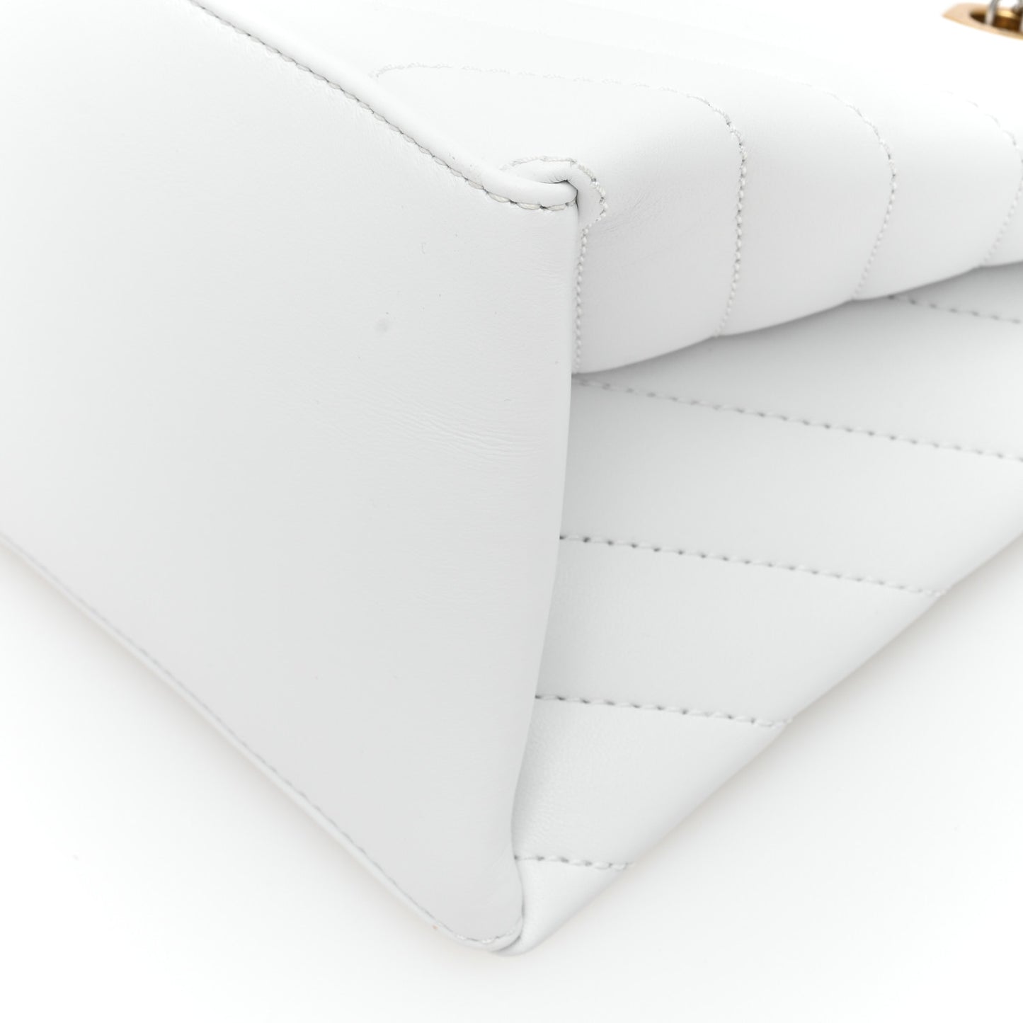 Calfskin Diagonal Quilted Jackhammer 25 Tote White