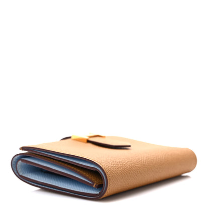 Hermes Epsom Verso Tri-Fold Bearn Compact Wallet Sesame Bleu Brume 4 of 7