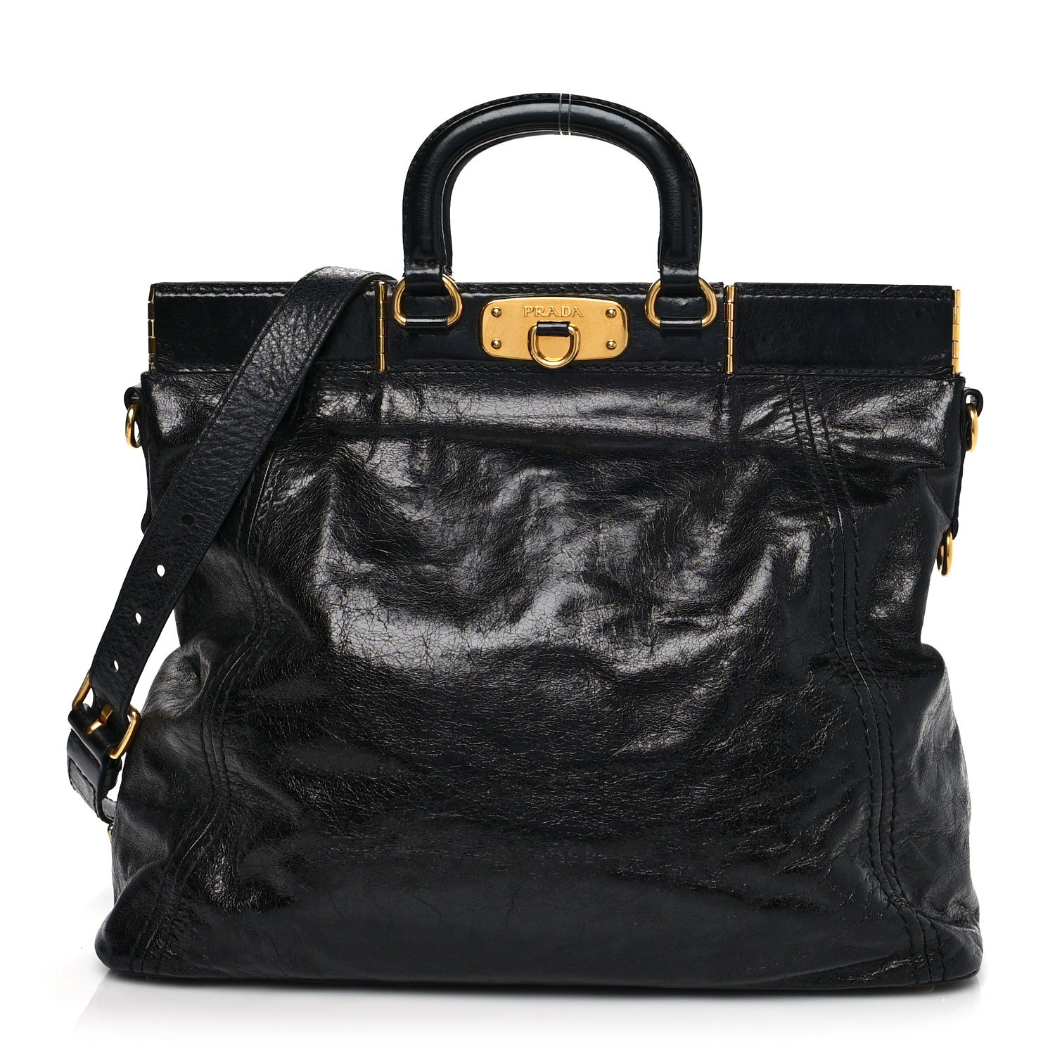 Prada Glace Calf Tote Black 1 of 11