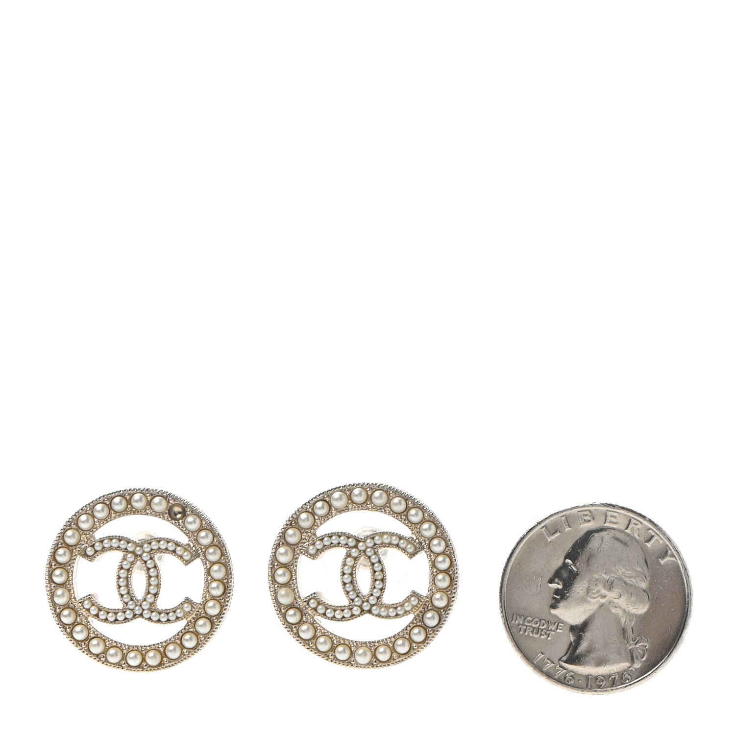 Chanel Pearl CC Round Earrings Gold 2 of 4