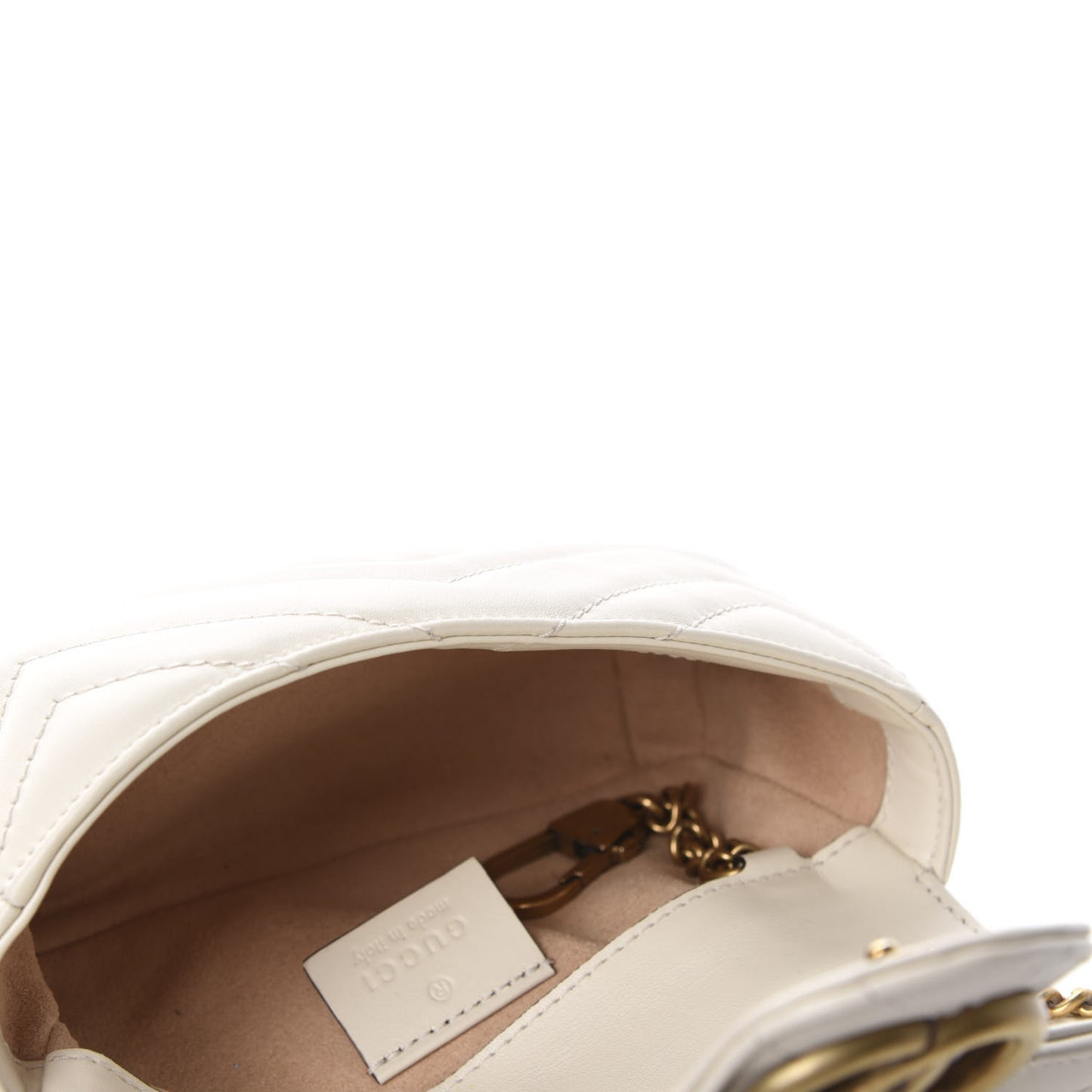 Calfskin Matelasse Super Mini GG Marmont Shoulder Bag White