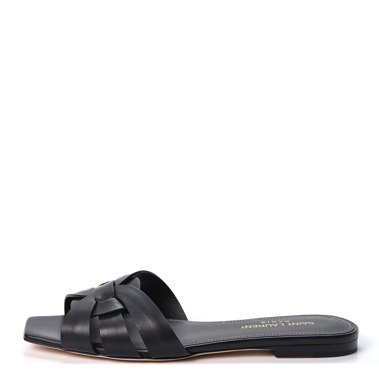 Saint Laurent Calfskin Nu Pied 05 Slide Sandals 37.5 Black 1 of 10