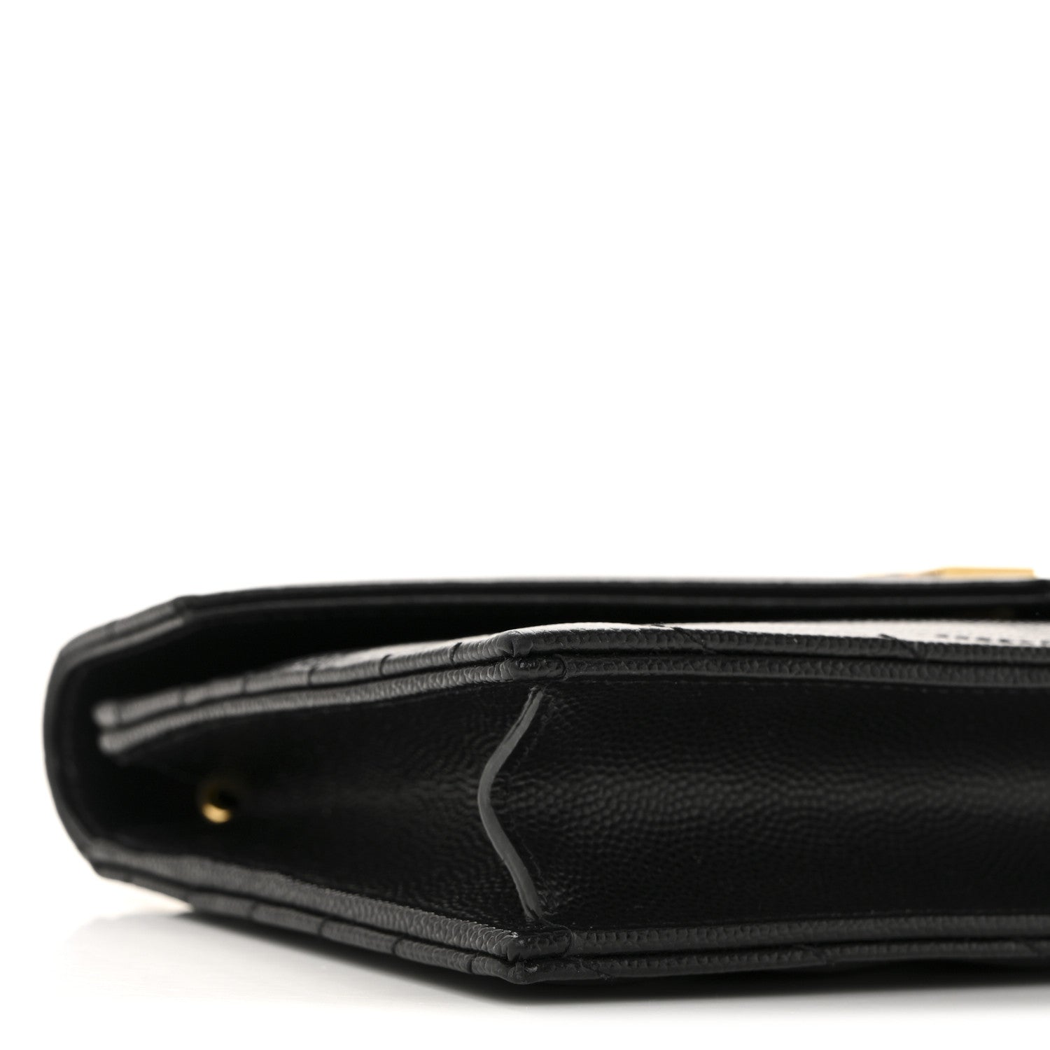 Saint Laurent Grain De Poudre Matelasse Chevron Monogram Envelope Chain Wallet Black 9 of 12