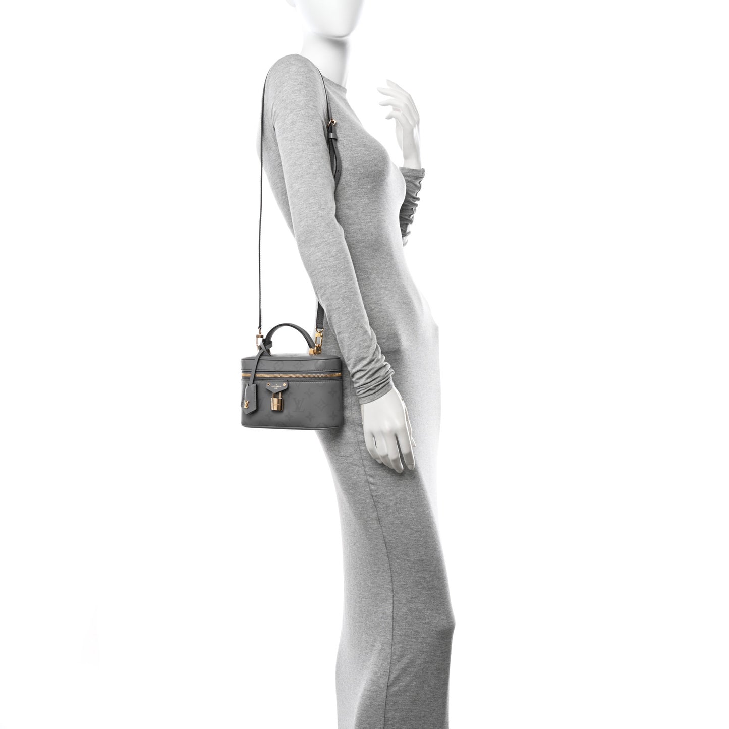 Calfskin Monogram Vanity Chain Pouch Trianon Grey