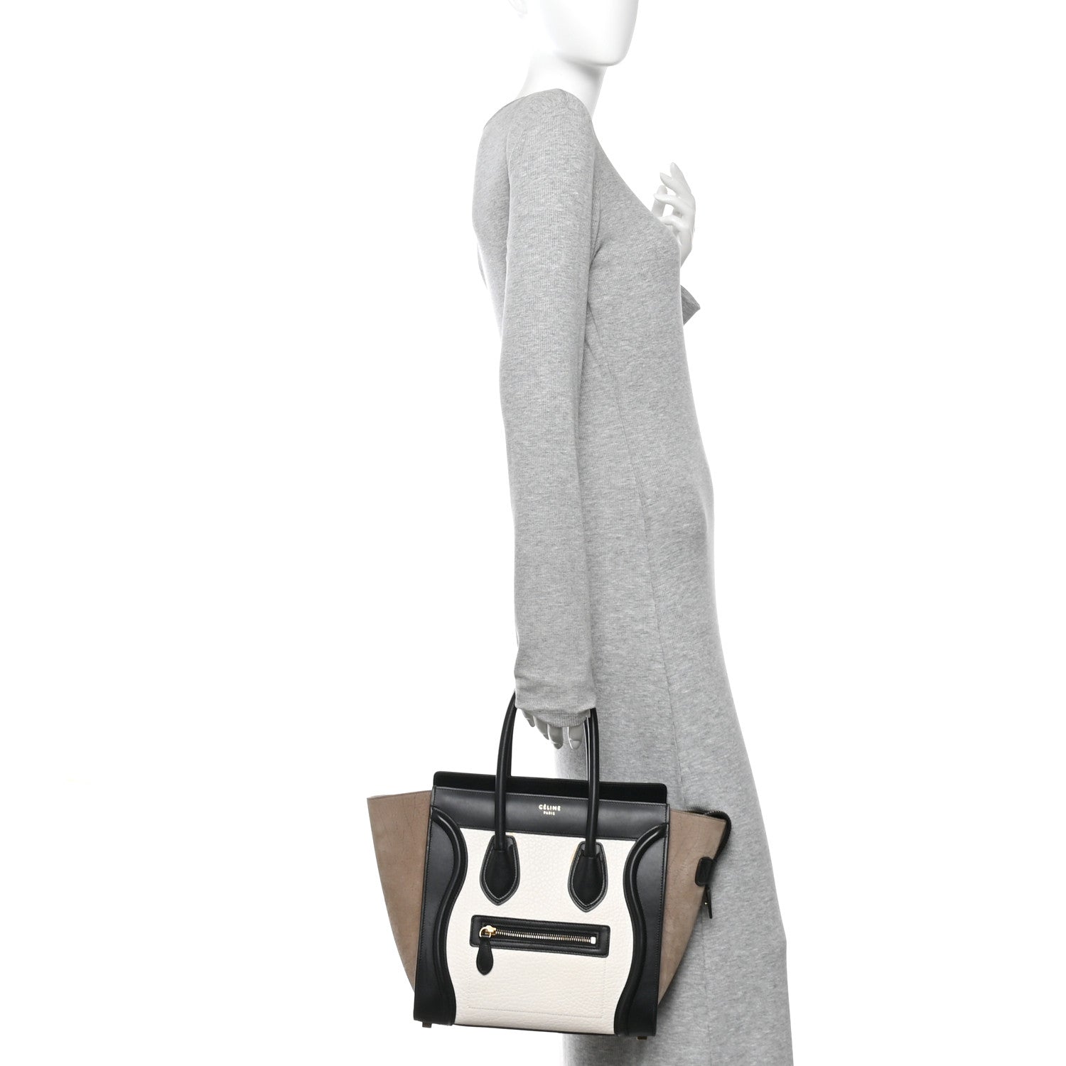 Celine Bullhide Calfskin Nubuck Micro Tri-Color Luggage White Khaki 2 of 13