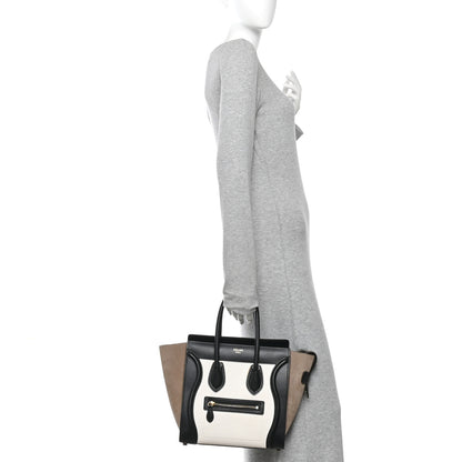 Celine Bullhide Calfskin Nubuck Micro Tri-Color Luggage White Khaki 2 of 13