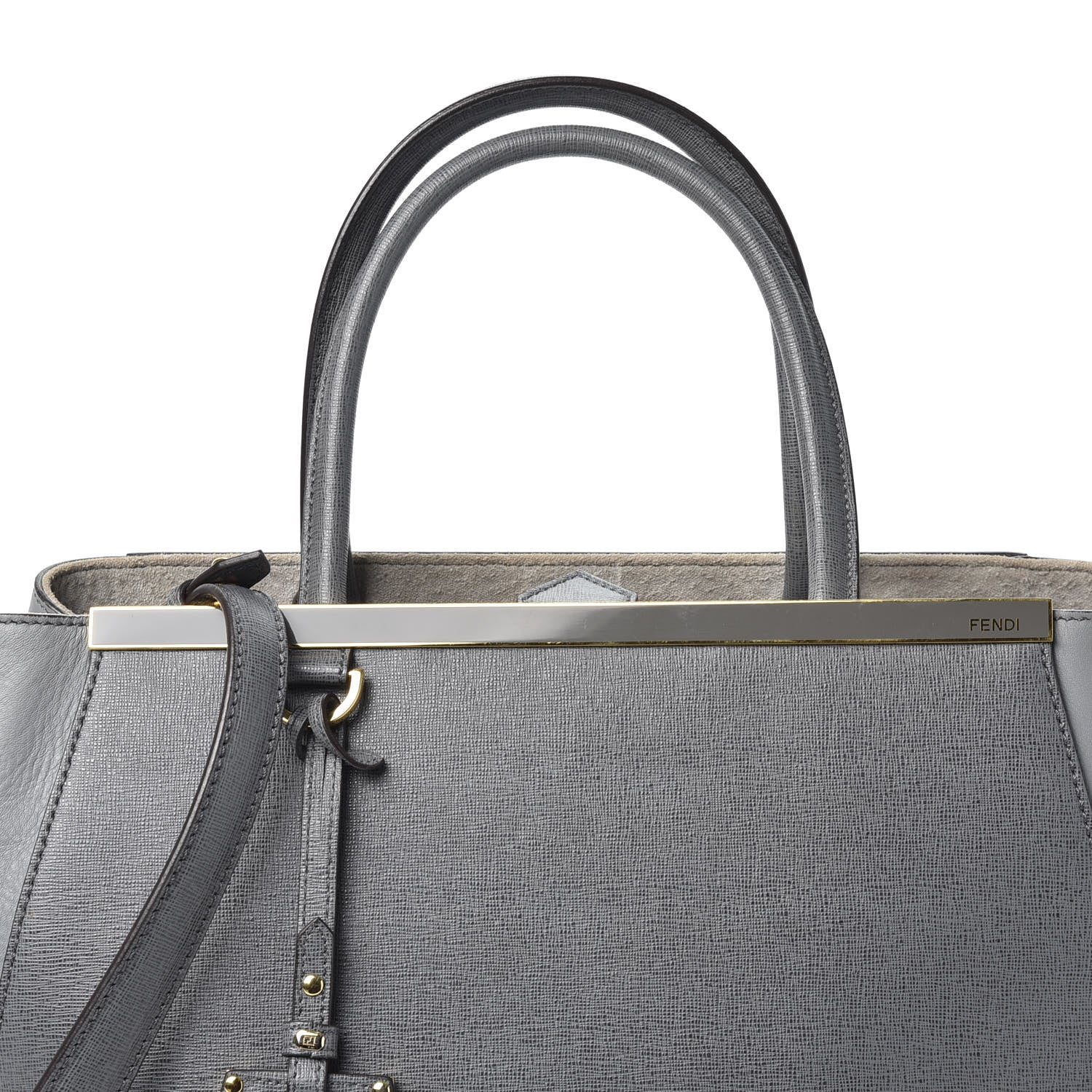 Fendi Vitello Elite Flamingo Regular 2Jours Tote Grigio Grigio Chiaro 9 of 9