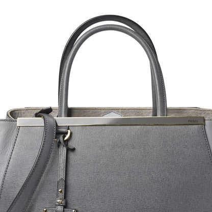 Fendi Vitello Elite Flamingo Regular 2Jours Tote Grigio Grigio Chiaro 9 of 9