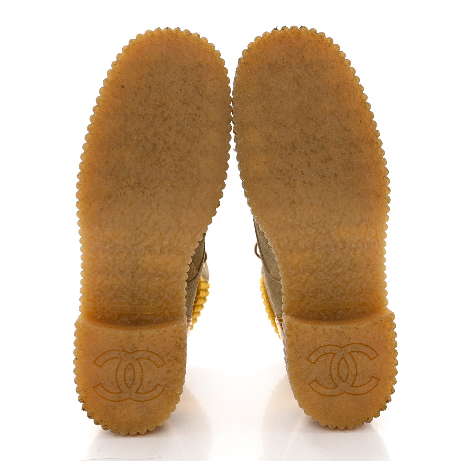 Chanel Suede Calfskin Velvet Laminated Quilted CC Combat Boots 37.5 Beige Yellow Gold 5 of 9