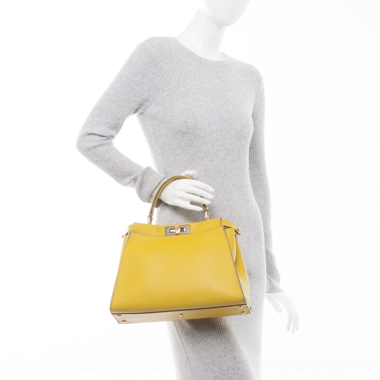 Fendi Vitello Seta Medium Peekaboo Iconic Satchel Cedro 3 of 8