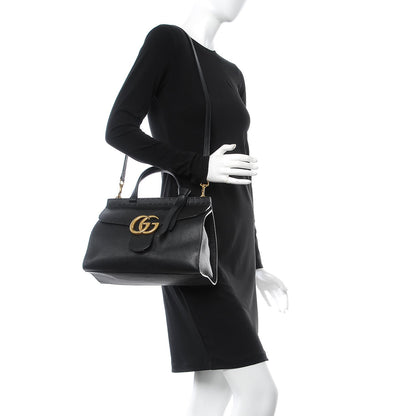 Gucci Calfskin Small GG Marmont Top Handle Bag Black 2 of 8