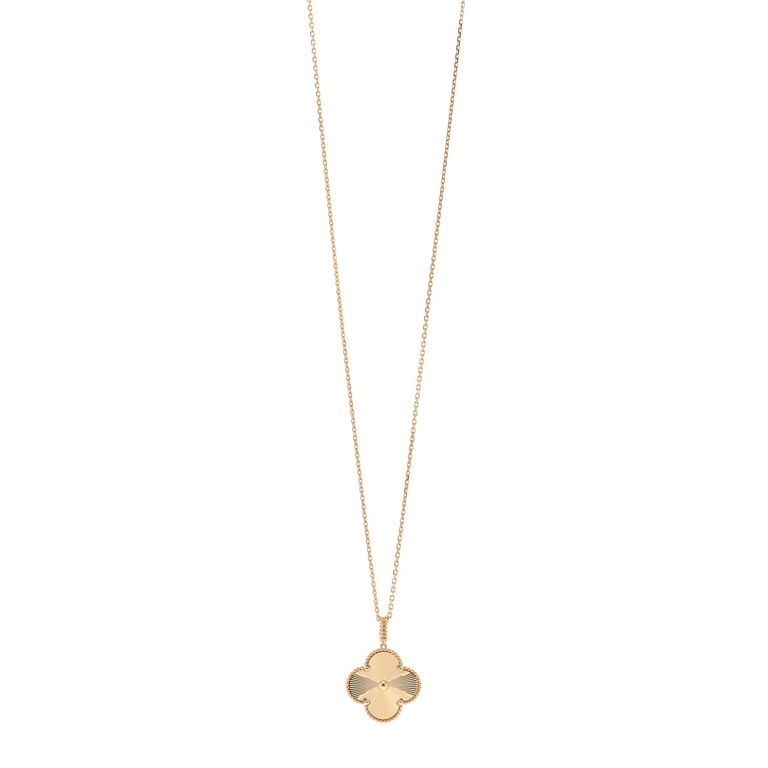 Van Cleef & Arpels 18K Yellow Gold Guilloche Magic Alhambra Long Necklace 1 of 5