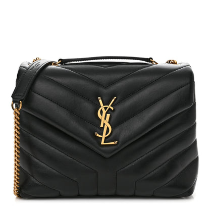 Saint Laurent Calfskin Y Quilted Monogram Small Loulou Chain Satchel Black 1 of 10