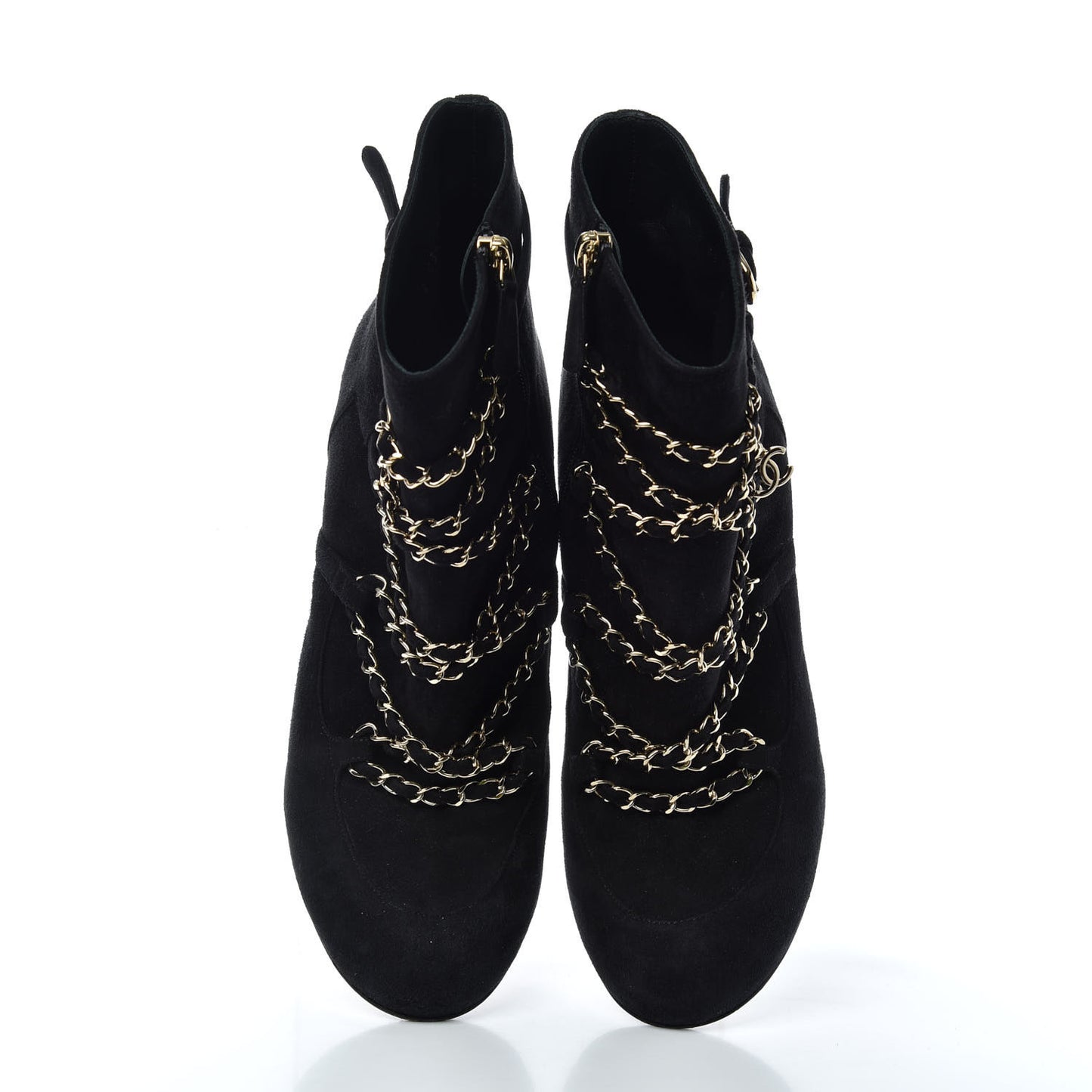 Suede Chain CC Short Boots 41 Black