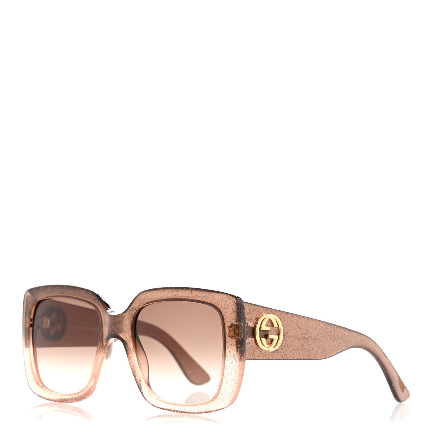 Gucci Glitter Acetate Square Frame Sunglasses GG3814S Brown 1 of 8