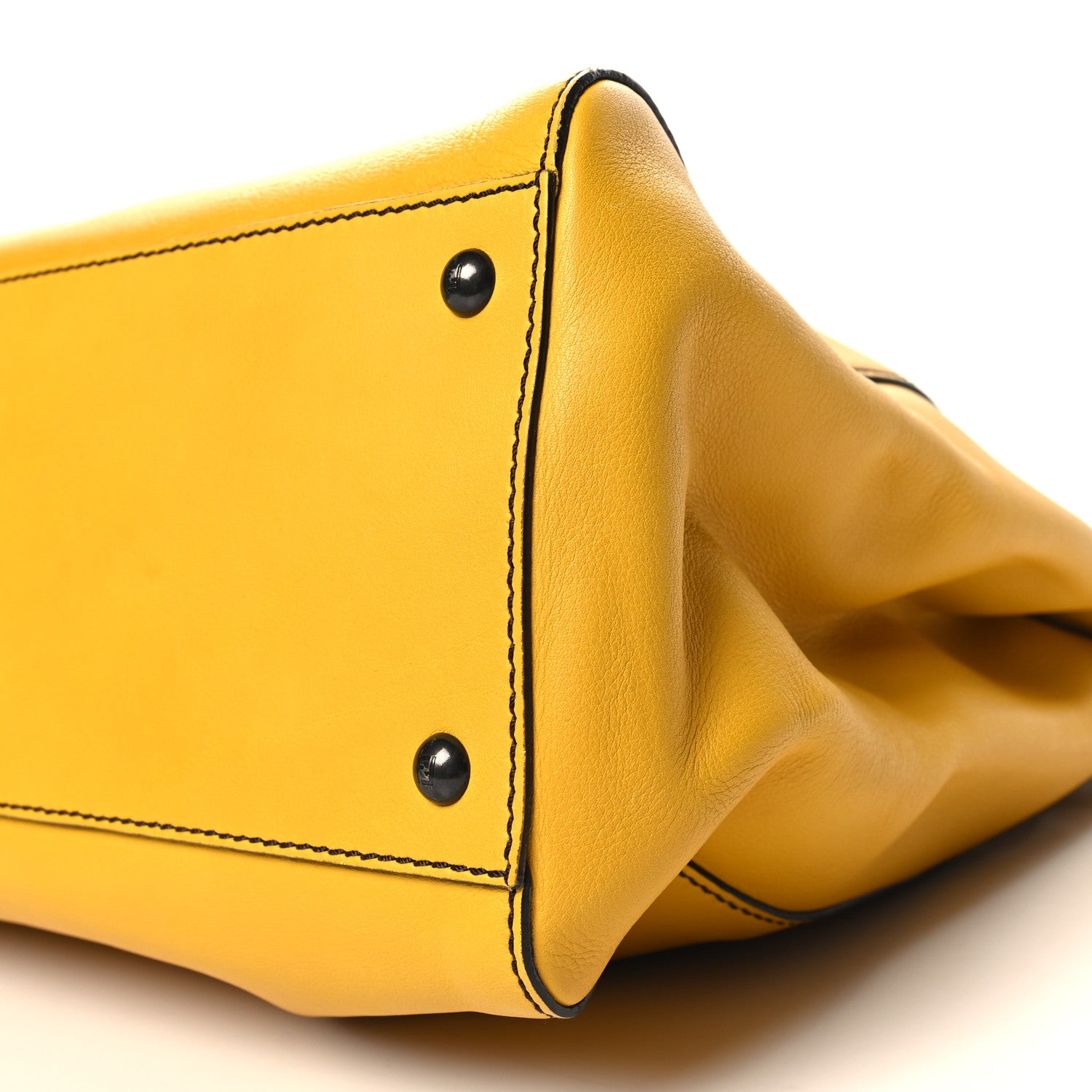 Fendi Vitello Zucca Large Peekaboo Iconic Satchel Yellow Tobacco 10 of 10