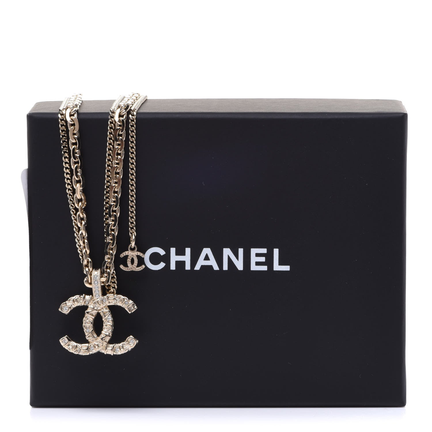 Chanel Crystal CC Multi Strand Chain Necklace Gold 6 of 6