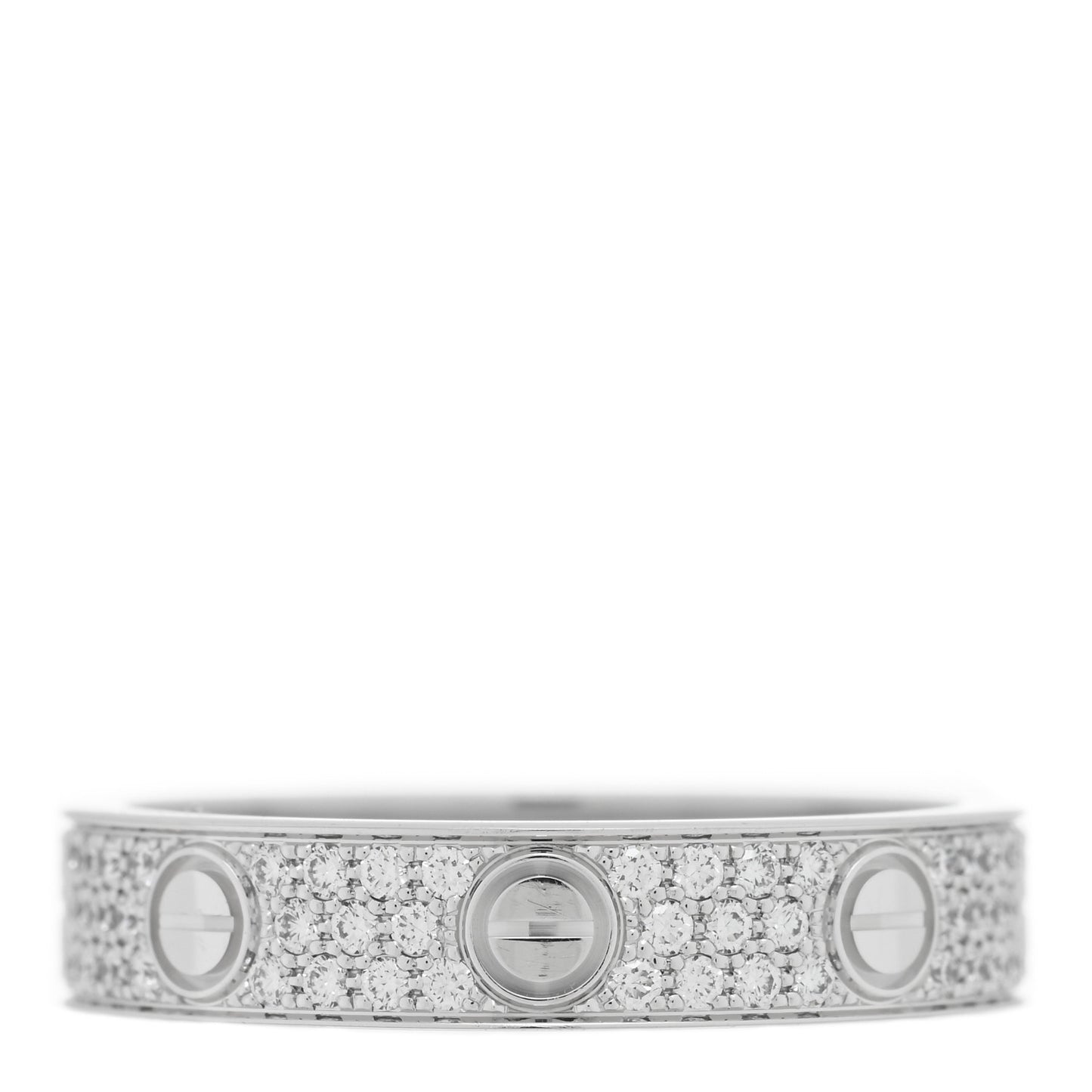 18K White Gold Diamond 4mm LOVE Wedding Paved Band Ring 50 5.25