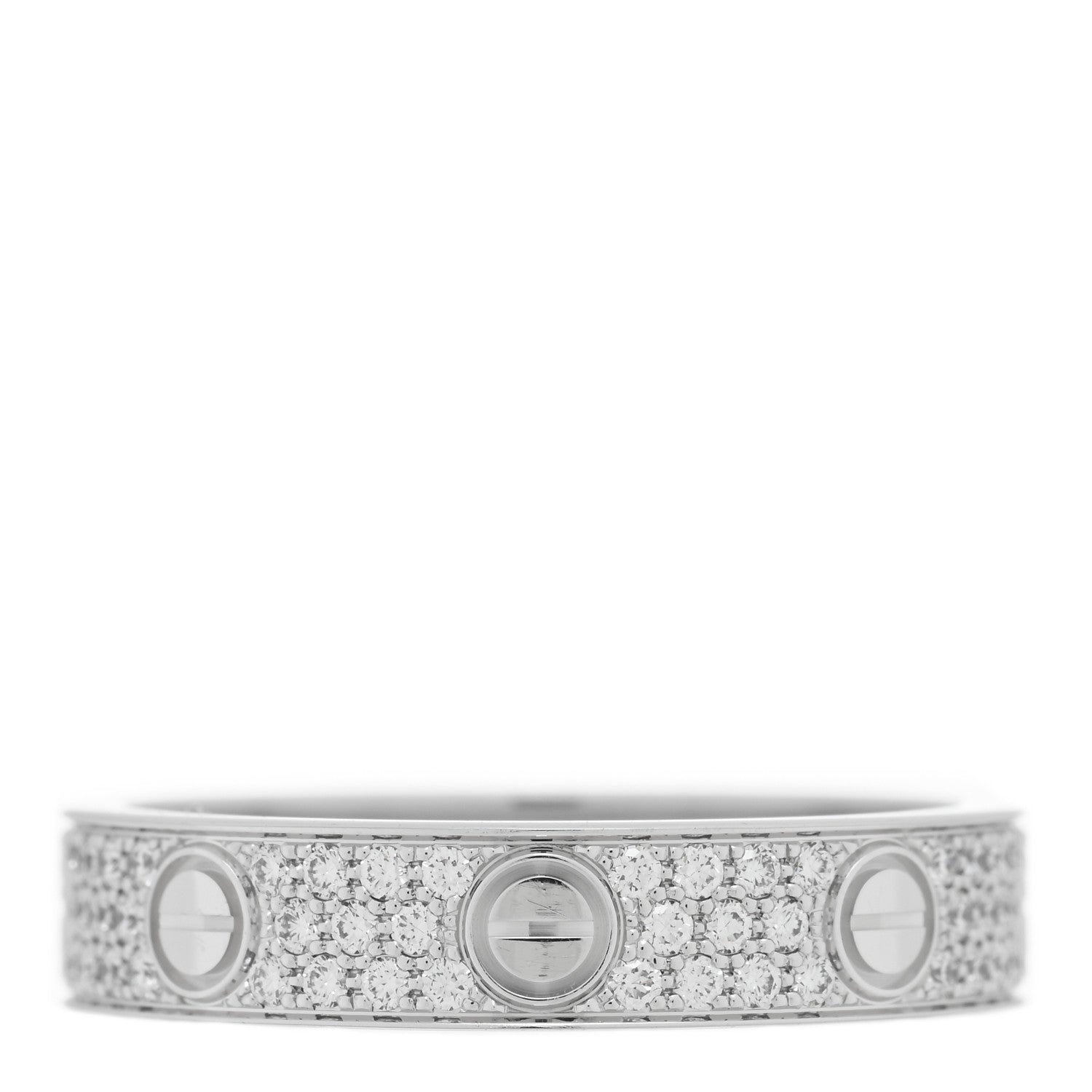 Cartier 18K White Gold Diamond 4mm LOVE Wedding Paved Band Ring 50 5.25 3 of 5