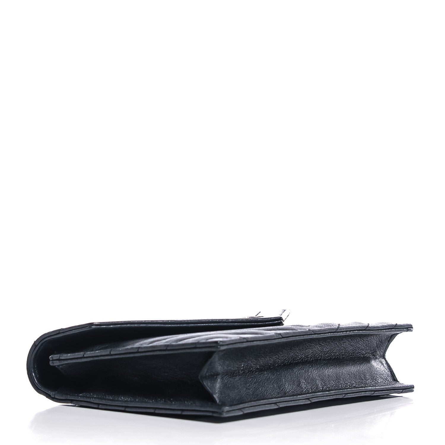 Saint Laurent Calfskin Matelasse Chevron Monogram Chain Wallet Black 4 of 8