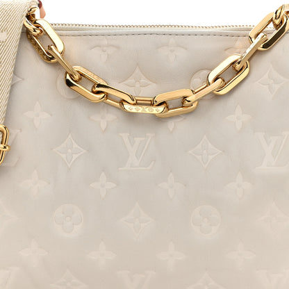 Louis Vuitton Lambskin Embossed Monogram Coussin PM Cream 9 of 13