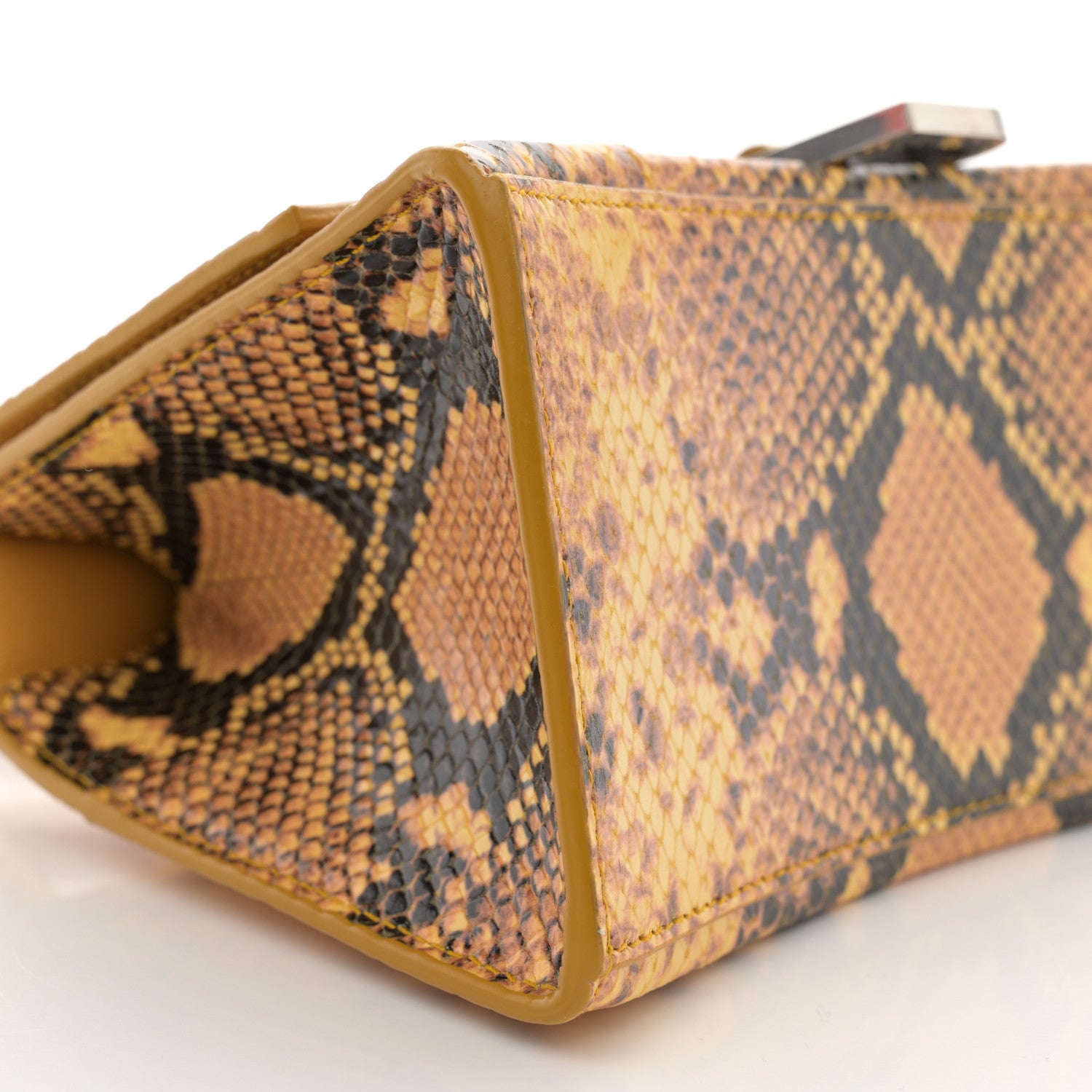 Balenciaga Shiny Calfskin Python Effect Small Hourglass Top Handle Bag Orange Black 8 of 10